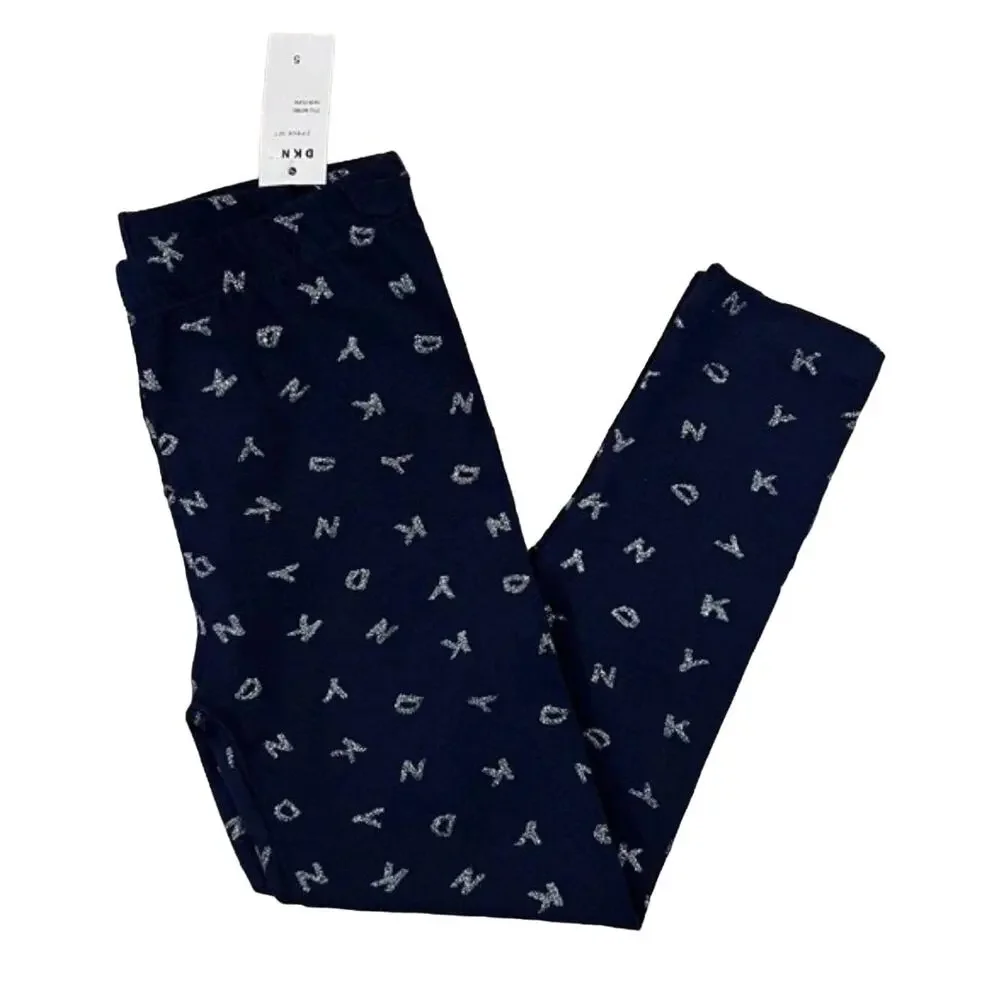 NWT DKNY 2-Piece Glitter Girlfriends Graphic Top & Letters Leggings Set - 6X